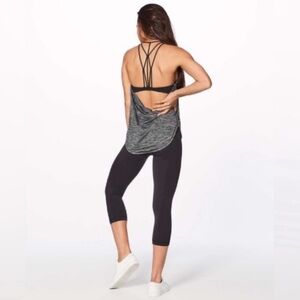 Lululemon Raise the Bat Gray and Black Strappy Back tank top.